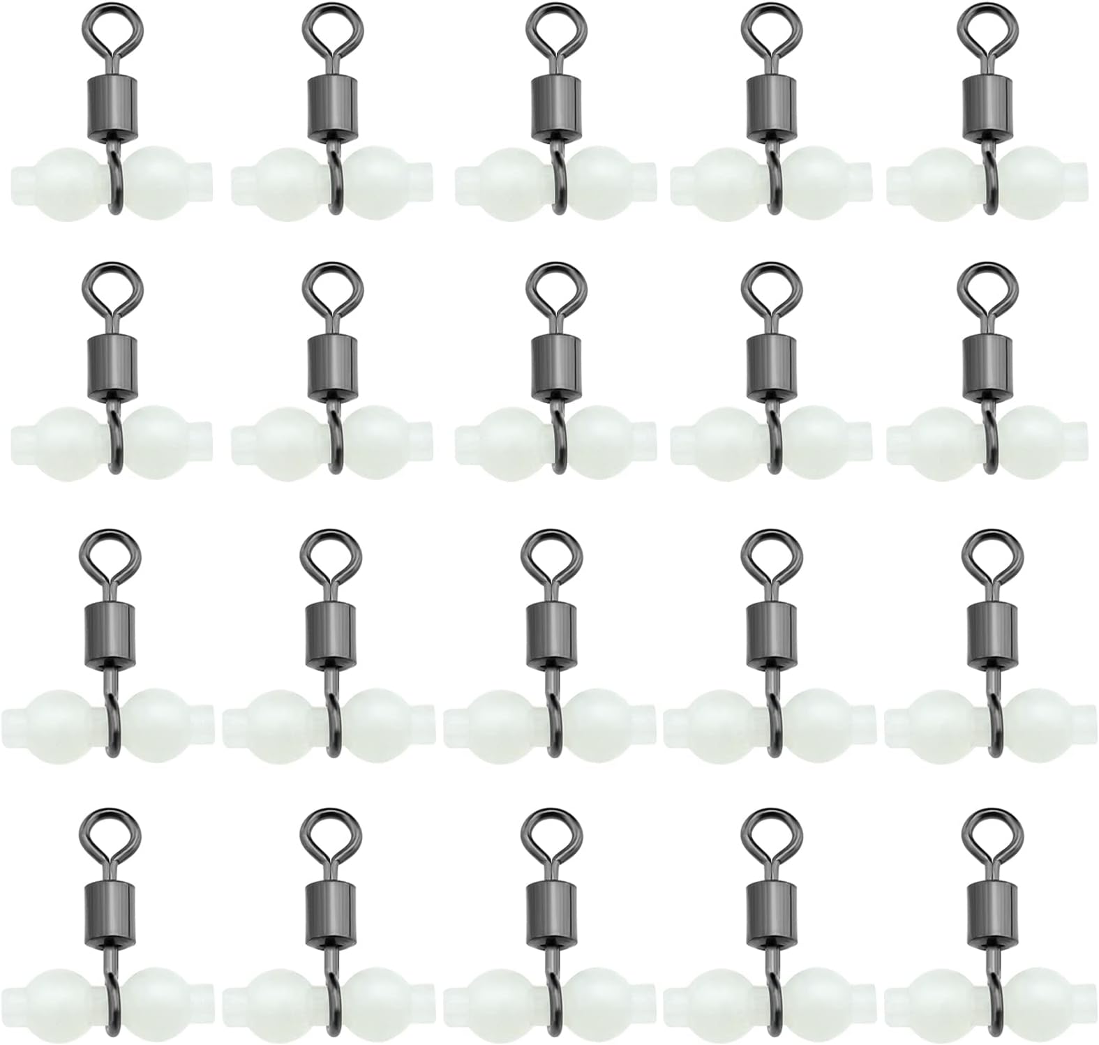 eMagTech50PCS Luminous Rolling Swivels 3-way Hook Connector Swivels Sea Fishing Tangle Free Tackle Equipment for Freshwater Saltwater Fishing