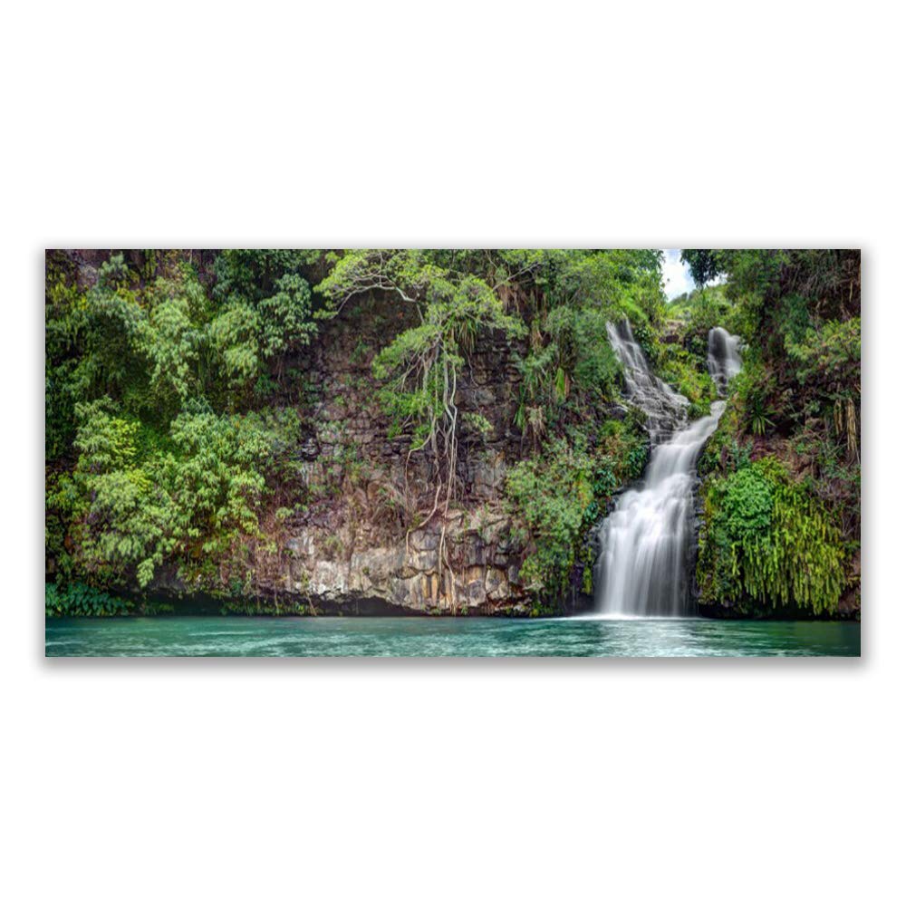 Impression sur verre trempé 140x70cm cascade rock nature tableau design