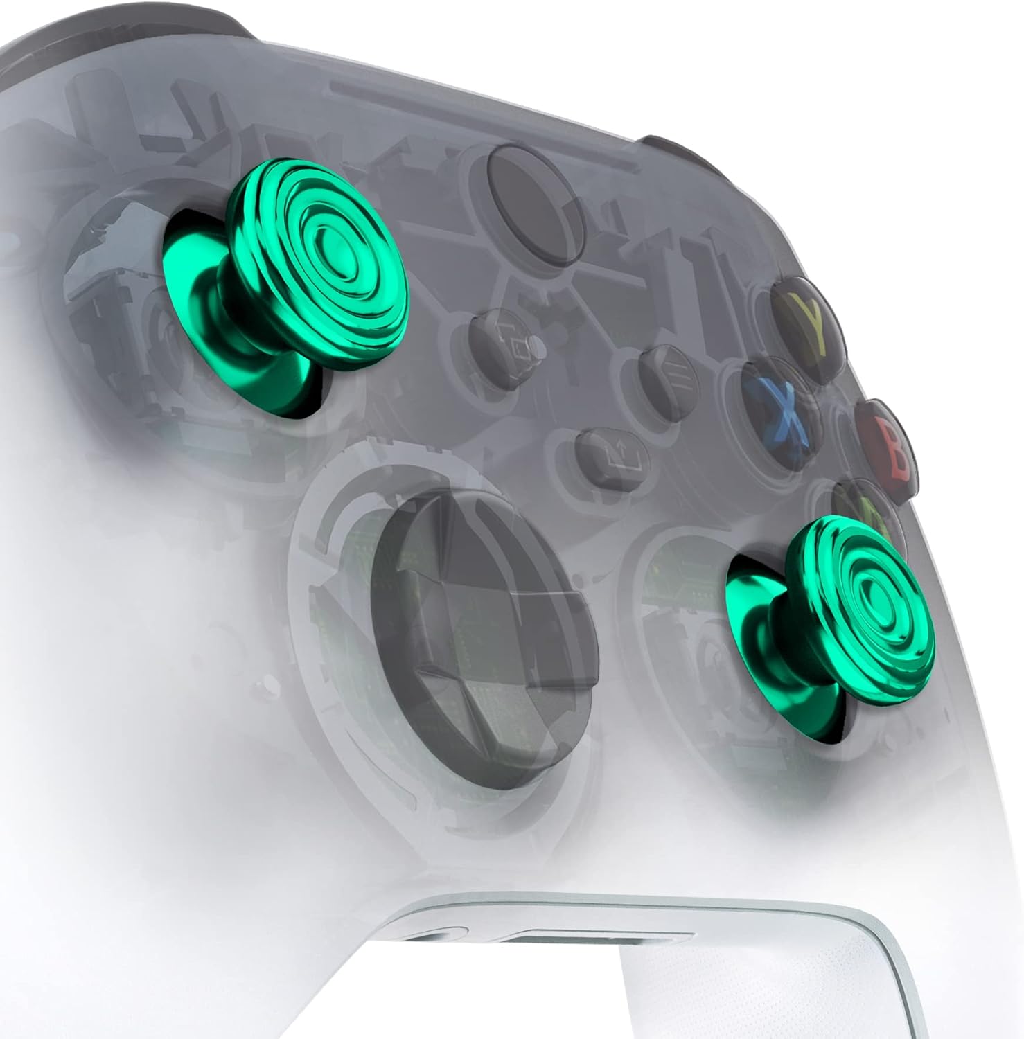 eXtremeRate Metal Thumbsticks for Xbox Core Wireless Controller, Green Custom Concentric Circles Aluminum Alloy Analog Stick Joystick Buttons for Xbox One S/X/Elite, for Xbox Series X/S Controllers - Image 3