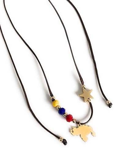 Venezuela Choker Necklace Adjustable Tricolor Vinotinto Map Pendant