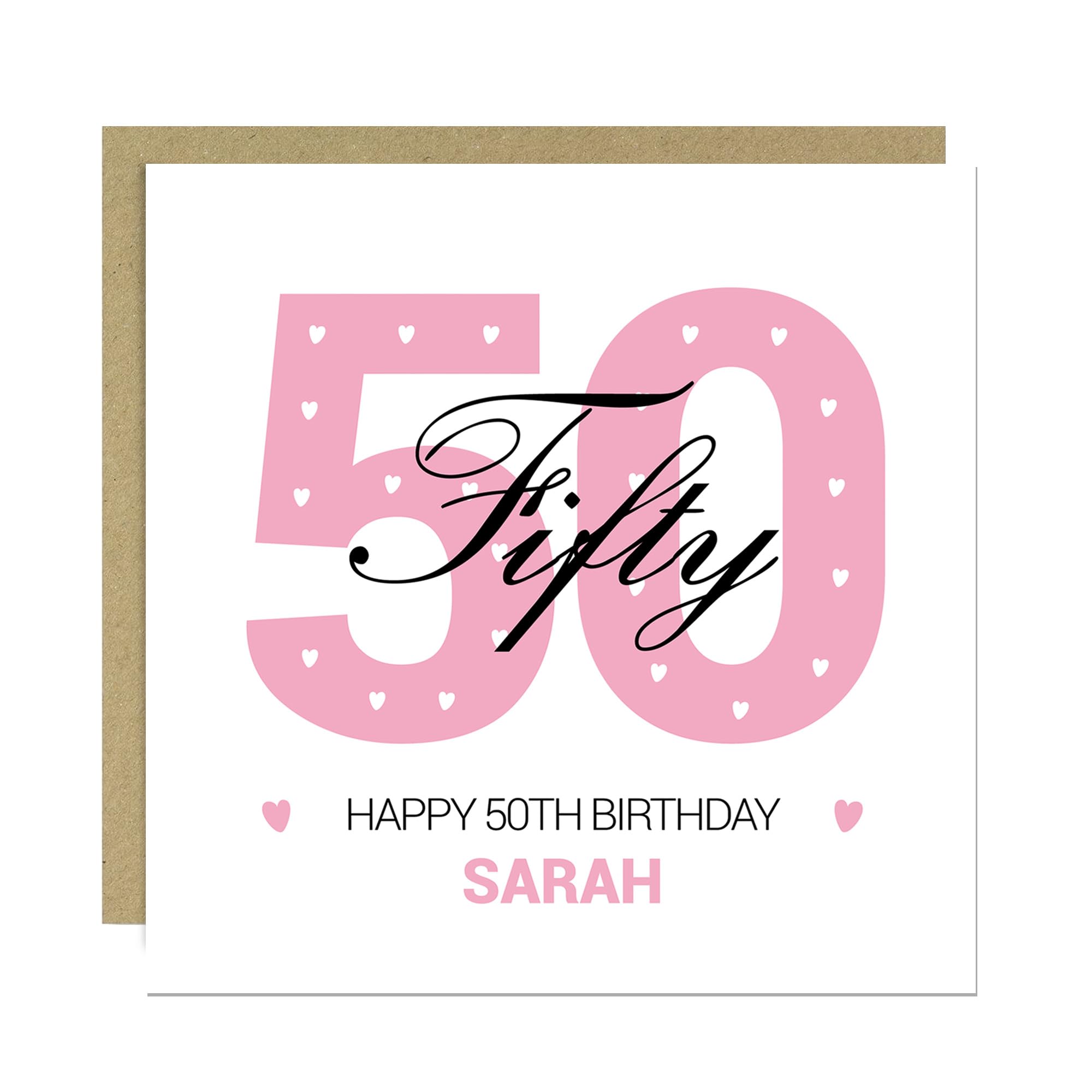 RED OCEAN PERSONALISED 50th Birthday Card For Nan Auntie Mum Friend 50th Birthday Cards For Her From Mum Dad Friend With Envelope Included