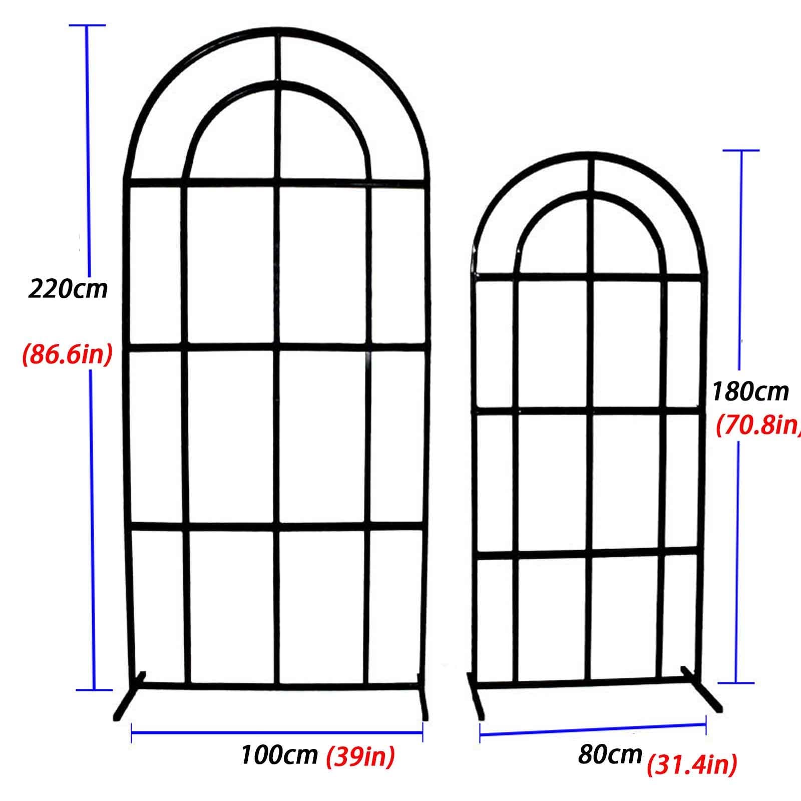 ALKOY 6Ft / 7Ft Metall-Hochzeitsbogen, Geometrische Form, Hochzeits-Fotoautomaten-Hintergrundständer Für Hochzeiten, Partys, Drinnen, Draußen, Kulissen, Gartendekorationen/Schwarz/1* Groß+1* Klein