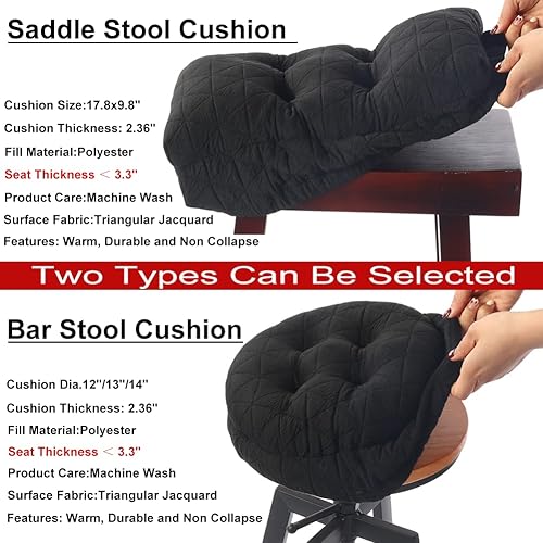 Miniatura 4 de BUYUE Dia.12 Cojín de asiento para taburete de bar redondo, diseño jacquard de lujo a la moda con cojín de silicona antideslizante para taburete de