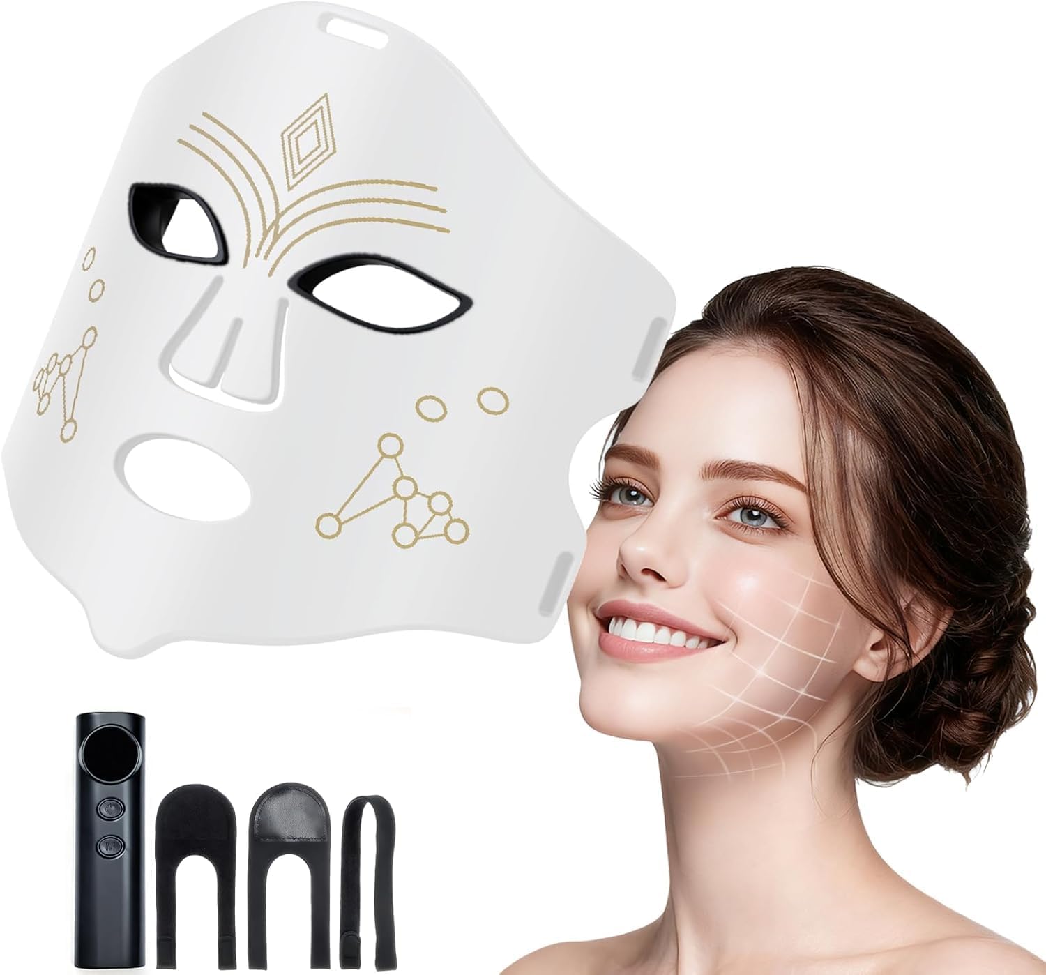 Red Light Therapy for Face, 4 Modes LED Light Therapy Mask with 850nm NIR Infrared Red & Blue Light, Rechargeable Portable Facial Skincare Device with Timer for Home Use, Lightweight for Women & Men