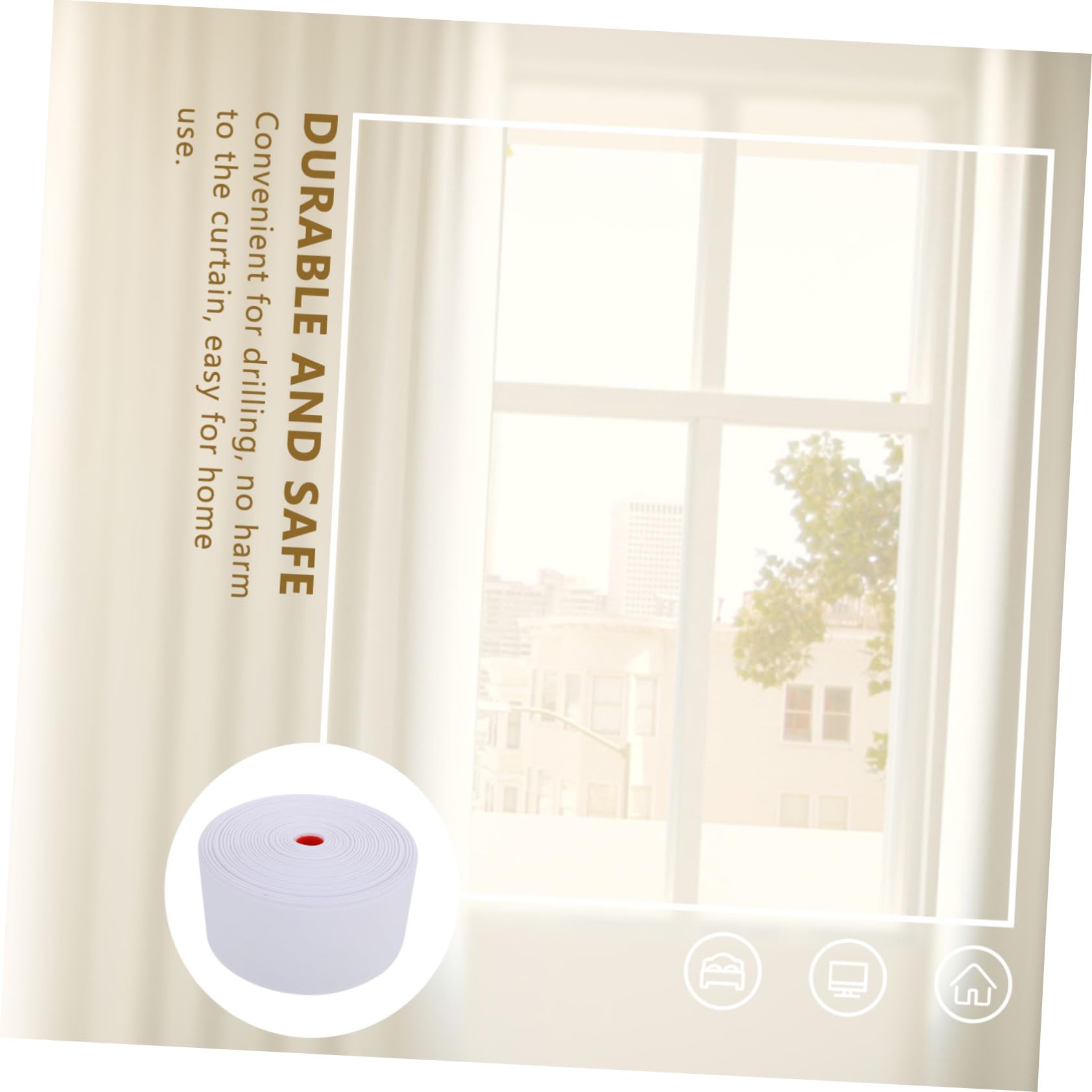 STOBOK Ruban Perforé pour Anneaux de Rideaux, Bande de Renfort en Polyester Blanc pour Rideau, Usage Maison, Léger et Sûr
