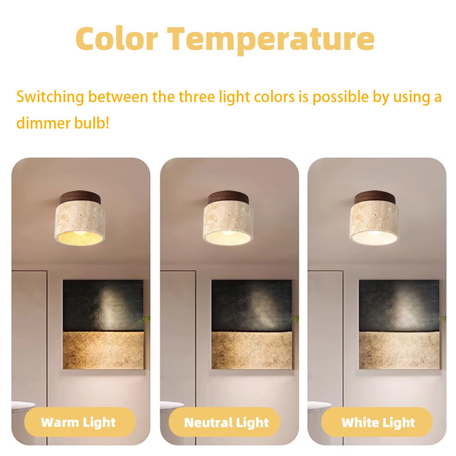 WOSBO Wabi Sabi Ceiling Lights, 4.7 Inch Japanese Yellow