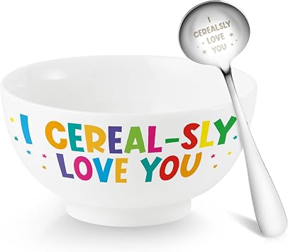 R HORSE Cereal Bowl and Spoon Set for Kid | Colorful Cereal Bowl with Engraved Spoon, Ideal for Breakfast, Salad Soup, Ice Cream, Oatmeal, Fruit, Bithday Gift for Kid