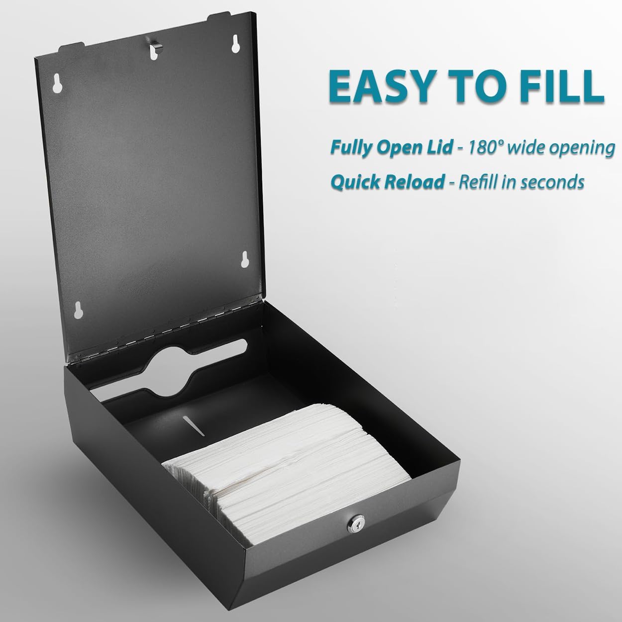 Paper Towel Dispenser Wall Mount: High Capacity Commercial Paper Towel Holder for Bathroom with Lock, 400 Multifold/420 C/Z Fold Towels, Heavy Duty SUS304 Brushed Stainless Steel
