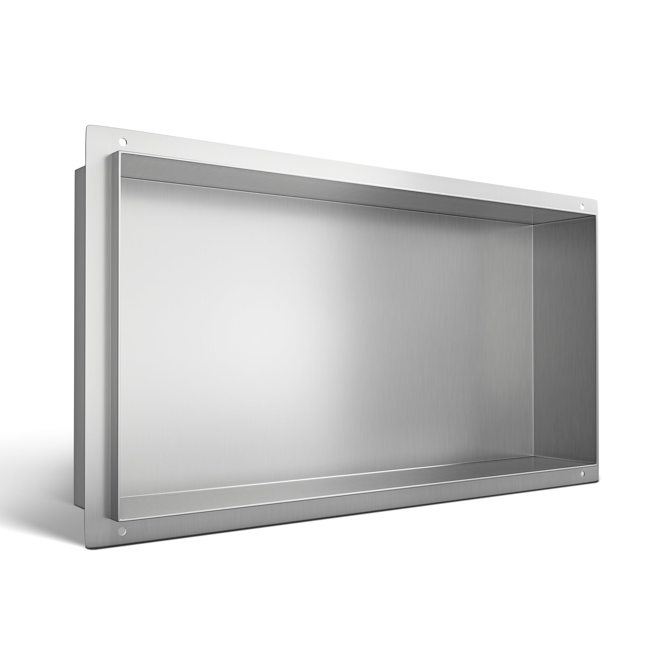 WALL-BOX NO BORDO Doccia da Nicchia a Parete in Acciaio Inox 60x30x10cm Nicchia da Doccia Impermeabile, Installazione Nicchia Flessibile, Nicchia per Utensili da Bagno, Sotto Le Piastrelle