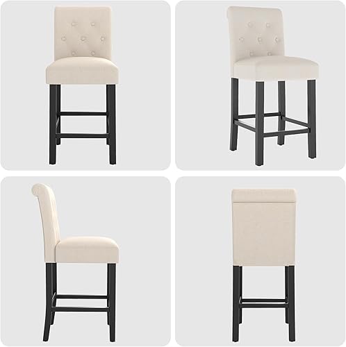 Miniatura 8 de LSSBOUGHT juego de 2 sillas con botones para mostrador, sillas laterales, Gris