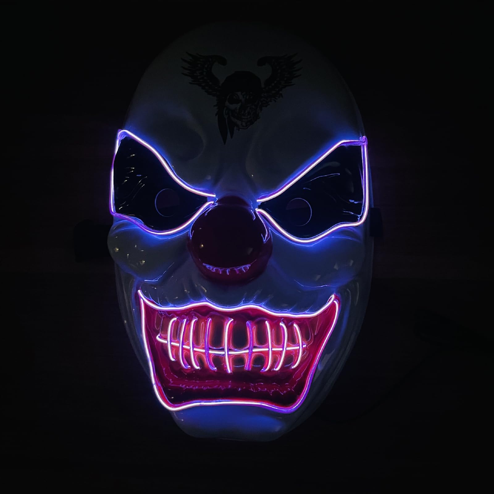 Scary Halloween LED Mask - Glowing Face Cover with EL Wire for Adults, Costume Parties & Couples
