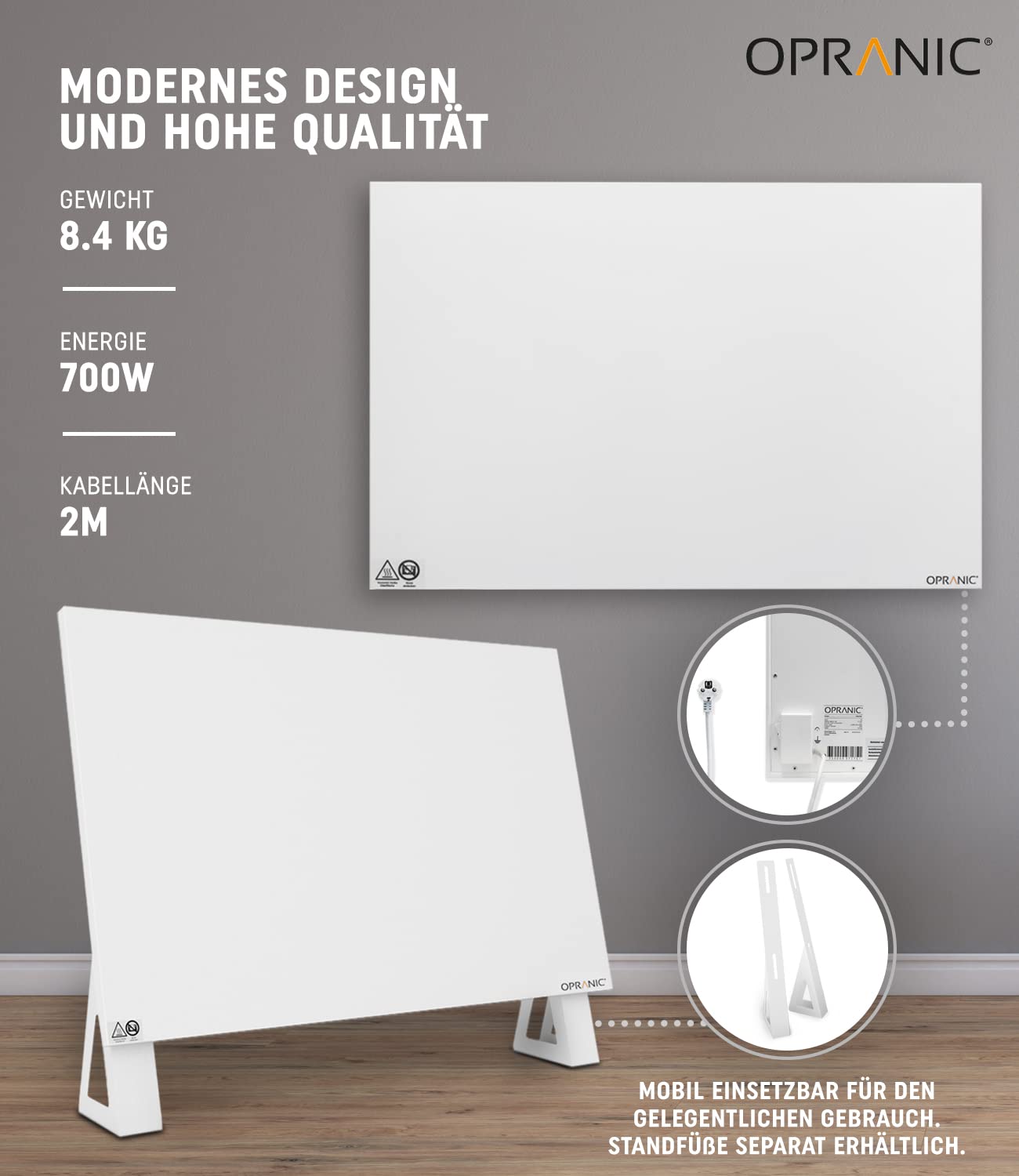 P5 Premium Infrarotheizung | 5 Jahre Garantie | Infrarot Wandheizung, Infrarotheizung Deckenmontage, Standgerät, Mobile Heizung (Weiß 900 Watt) (Wand/Decke Montage, 700 Watt)