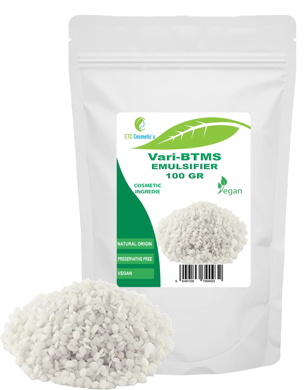 Emulsifier Vari-BTMS 100 gr - Natural-origin | Use as ingredient for cosmetics | Used in Conditioners,Cream shampoos, hair masks