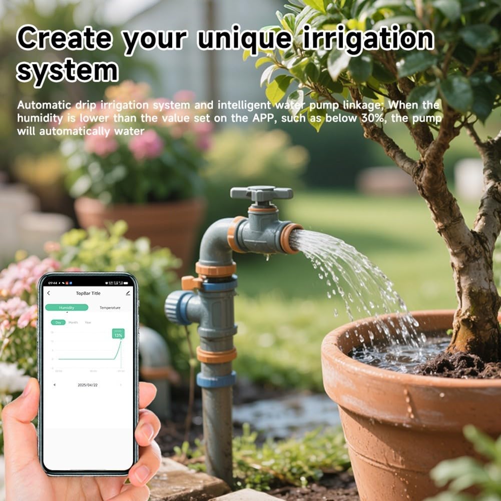Sensore del suolo, per Tuya WiFi per Zigbee Tester del suolo Monitoraggio accurato della temperatura dell'umidità, l'app Smarts Life tiene traccia dei dati (per Zig-bee)
