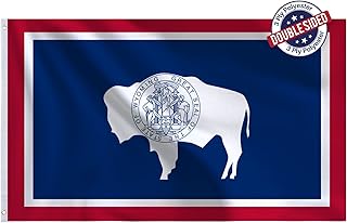 Bradford Wyoming State Flag 3x5 feet Outdoor, 3 Ply Polyester Double Sided WY Wyoming Flags Heavy Duty State of Wyoming with 2 Brass Grommets