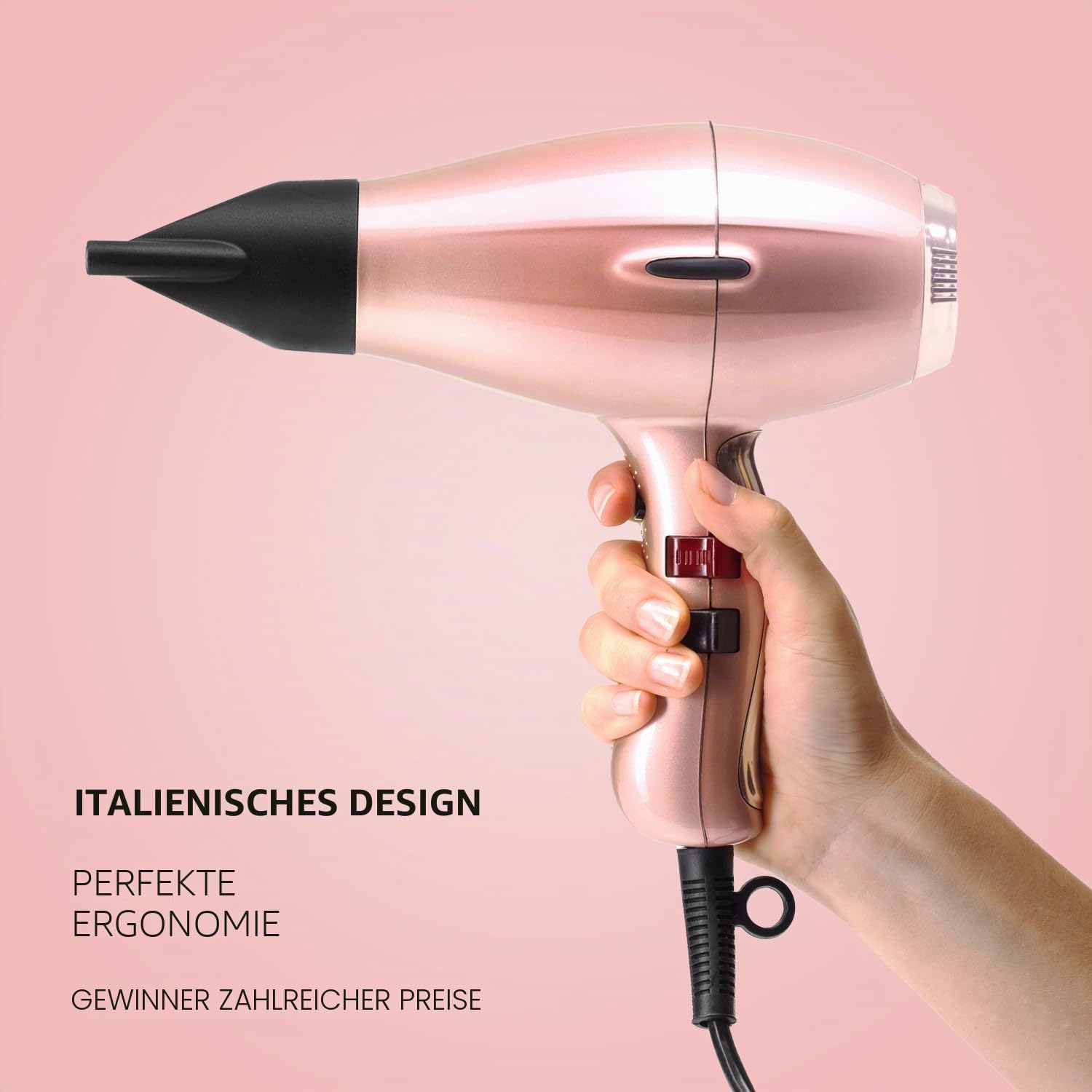 Haartrockner elchim 3900 Healthy Ionic Venetian Roségold, Schuko-Stecker mit Baumwollbeutel – Professioneller Haartrockner Made in Italy – leicht und leise, reduzierte Trocknung 30%, 2400 W