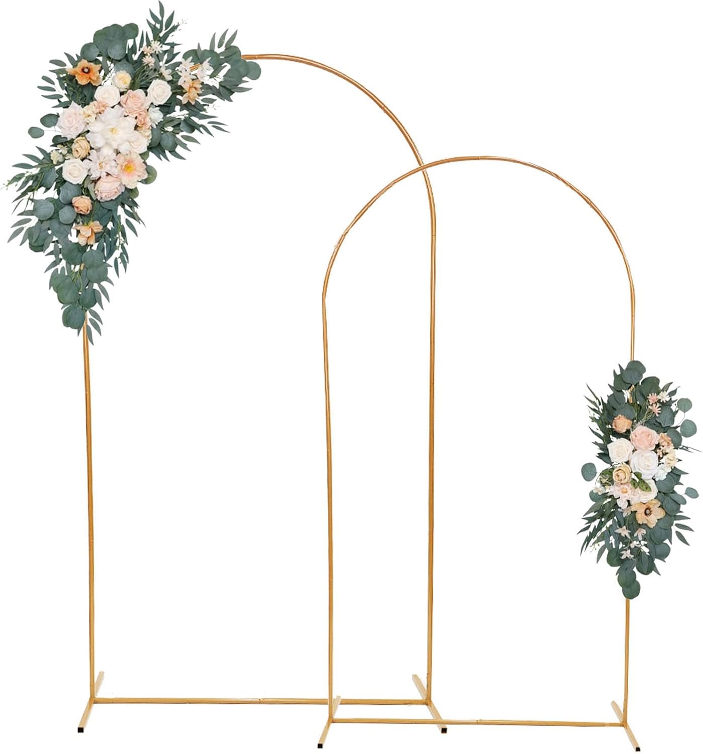 Wedding Arch Backdrop Stand Set of 2 (6FT/7.2FT), Gold Metal Arch Backdrop Stand, Balloon Arch Stand for Wedding Birthday Ceremony Baby Shower Graduation Decoration