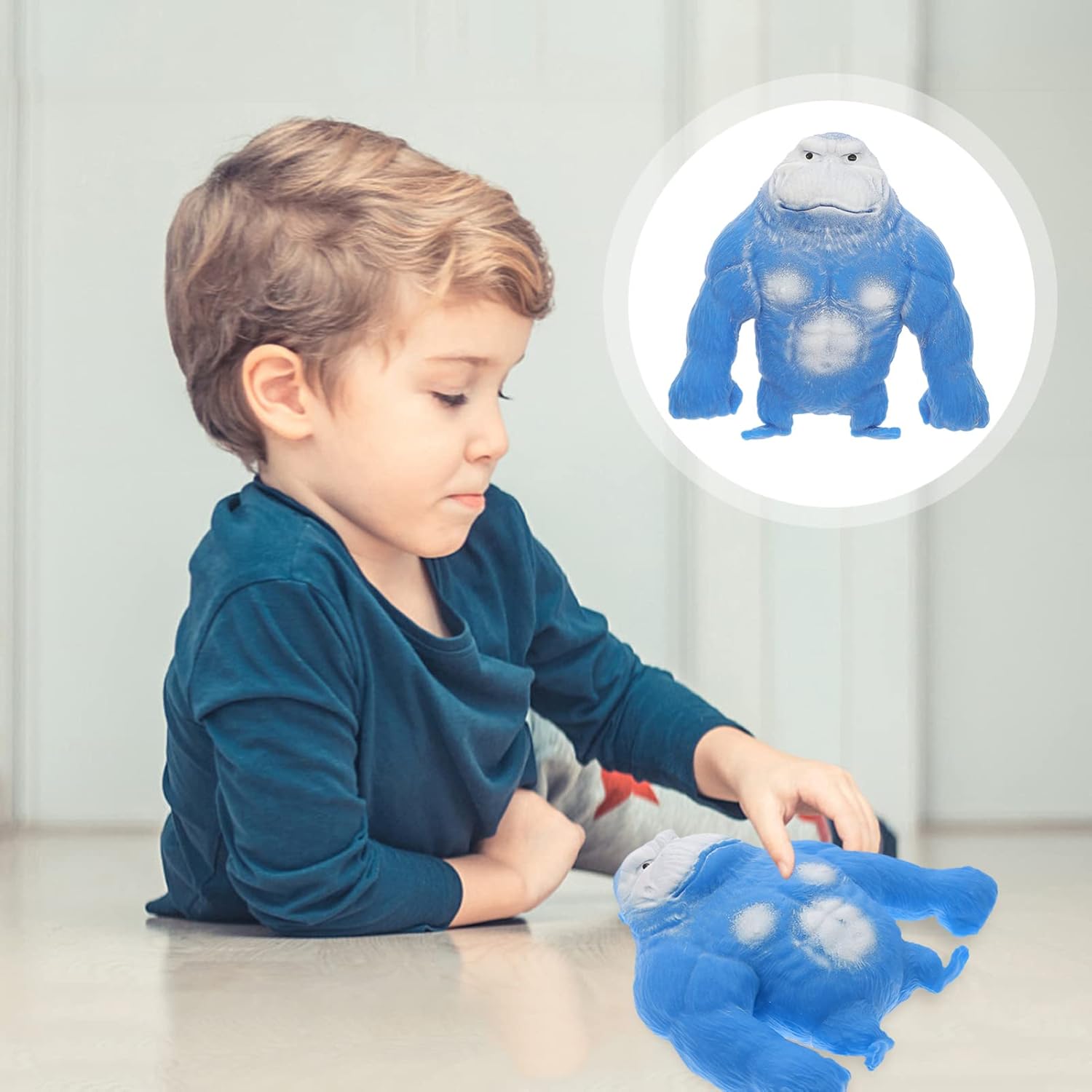 Squishy Monkey Stretch Gorilla Elastic Squeeze Monkey Toy Gorilla Toy Anime Figure for Party Goodie Bag Blue