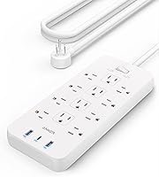 Anker 351 Power Strip Surge Protector 2100J: 12 AC Outlets, 20W USB-C, 2 USB-A, 5ft Cord for Home Office Dorm - TUV Listed