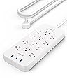 Anker Power Strip with 3 USB Ports, Surge Protector (2100J-5ft), 12 Outlets with 2 USB-A Ports and 1 USB-C Port,Flat Plu
