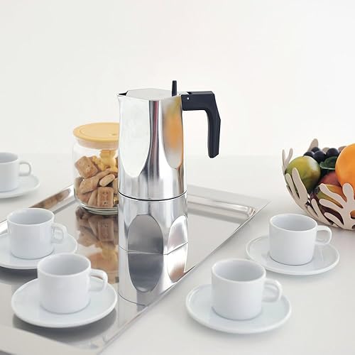 Miniatura 7 de Alessi MT18/6 "Ossidiana" - Cafetera de 6 tazas con mango de fundición de aluminio y perilla en resina termoplástica, color negro