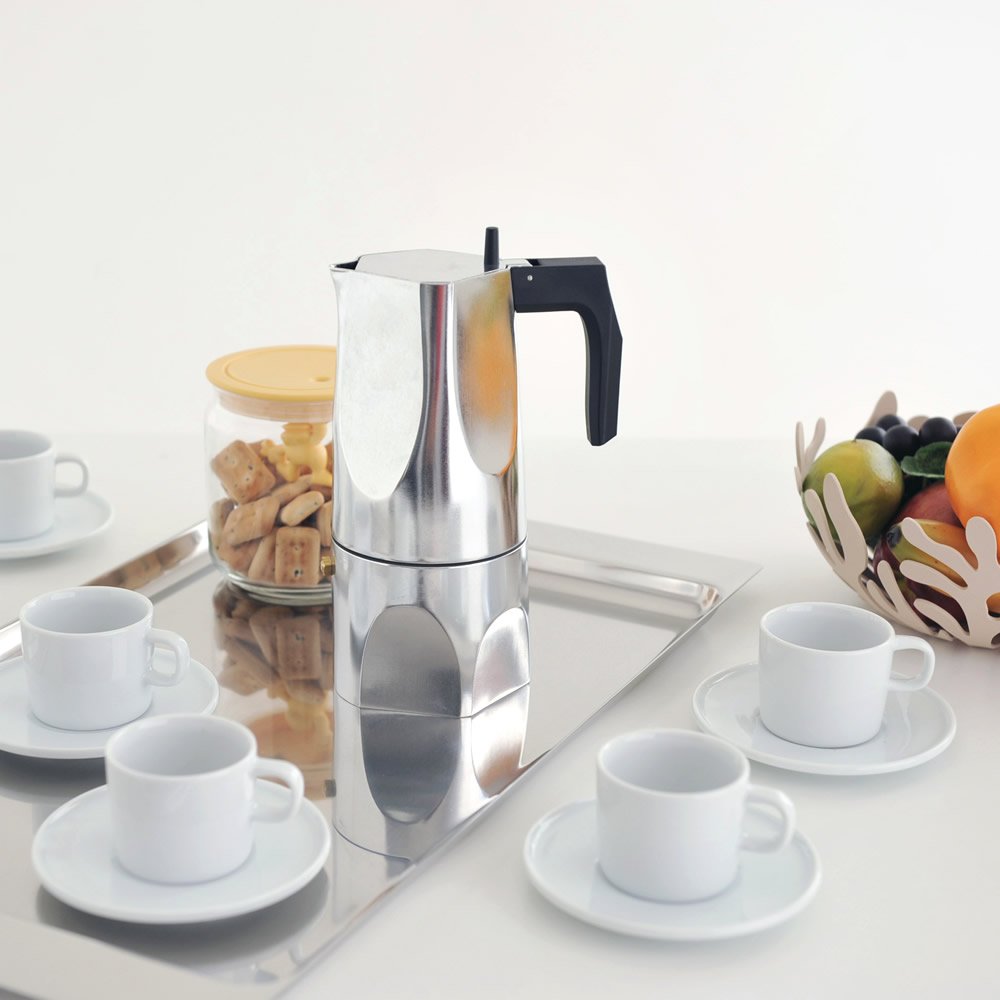 Alessi Ossidiana MT18/6 - Cafetera para Café Exprés de Diseño en Aluminio Fundido, 6 Tazas