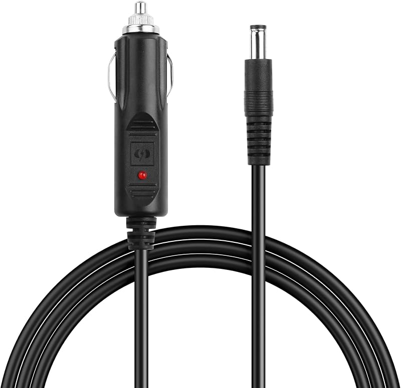 Cabo Adaptador de Acendedor Automotivo 12 V para Plugue DC 5,5 x 2,1 mm PNGKNYOCN com LED e Fusível de 10 A – 1,5 m