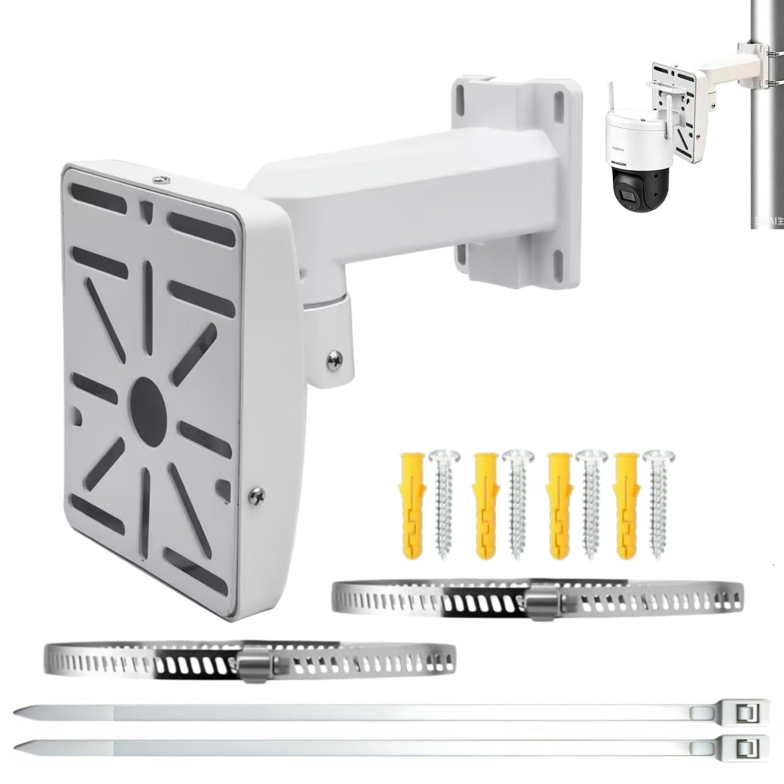 Support de montage mural en aluminium pour caméra de surveillance 19,6 cm, compatible avec les caméras de sécurité IP Hik Dahua PTZ, avec plaque de boîte de jonction