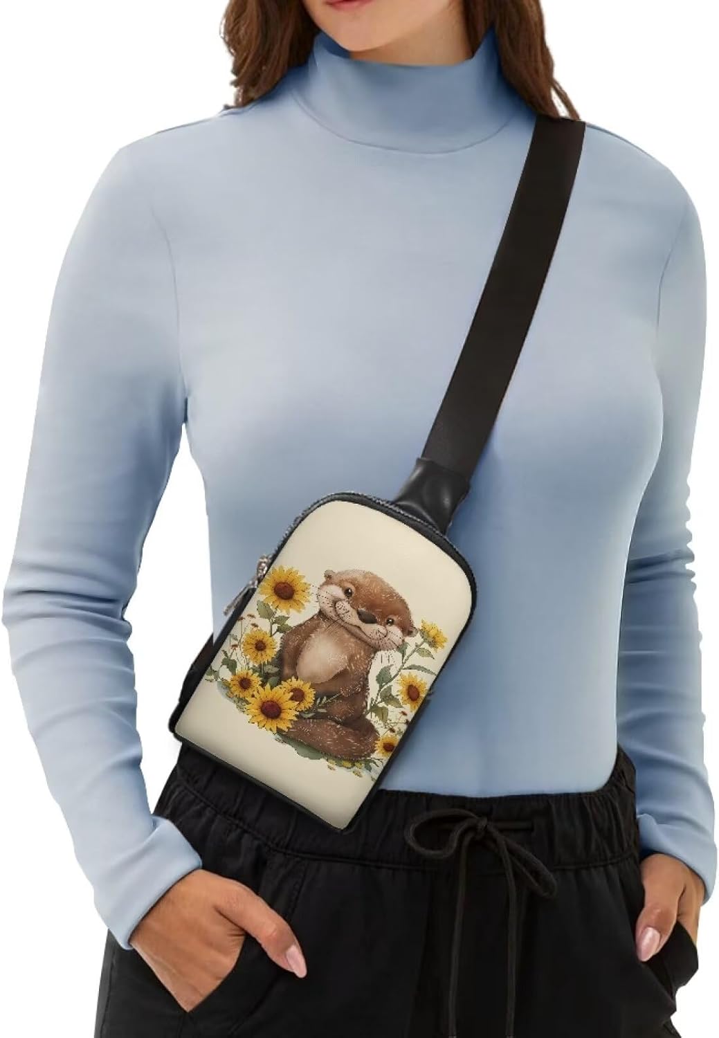 Otter Small Sling Bag for Women Waterproof Sling Bag With Phone Pocket Sling Backpack Multipurpose Chest Bag Dustproof for Office,Outdoor,Traveling or Other Daily Use