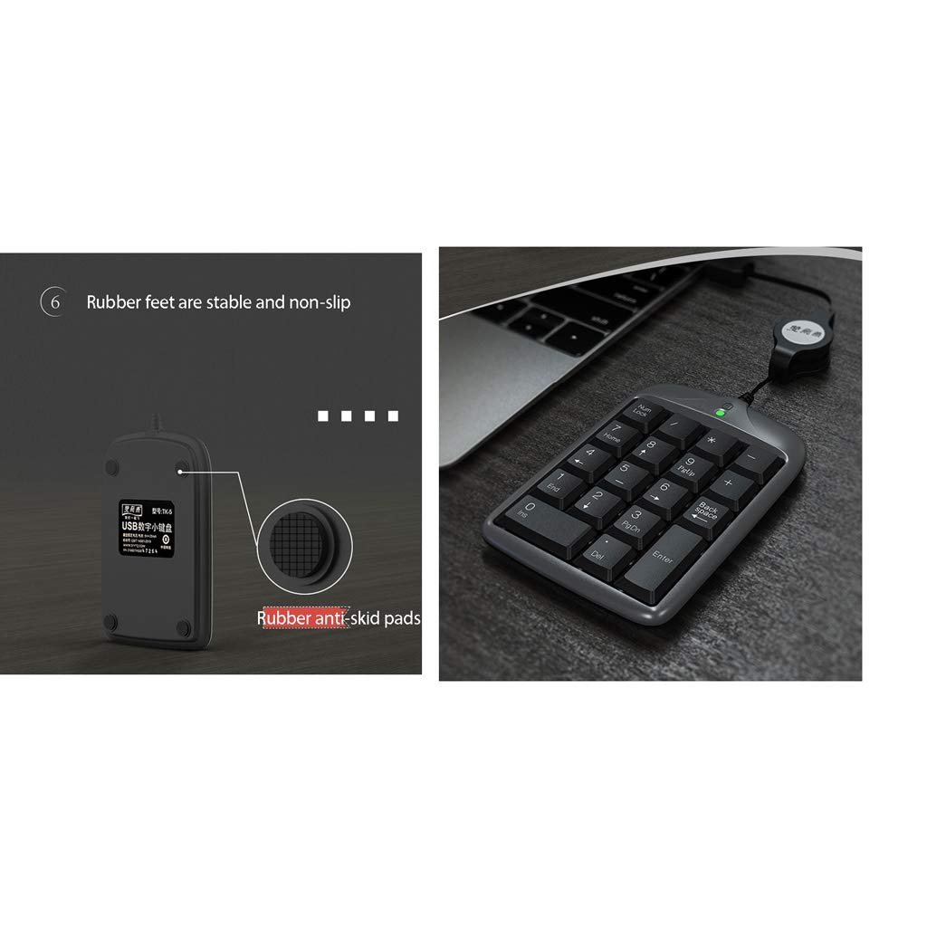 ARCH Mini Tastiera Numerica, Tastiera Portatile Computer Ergonomica, USB Telescopica Cavo for Il Settore Bancario, Registratore di Cassa, Contabilità