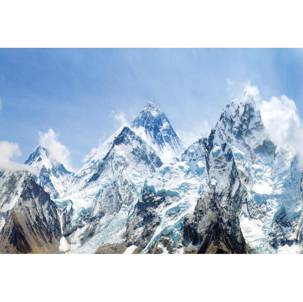DORCEV 6x4ft Snow Mountain Scenery Backdrop - Cold Winter Snowy Mountain Alpine Snow High Hill Peak Ski Nature Landscape Travel Photo Studio Prop