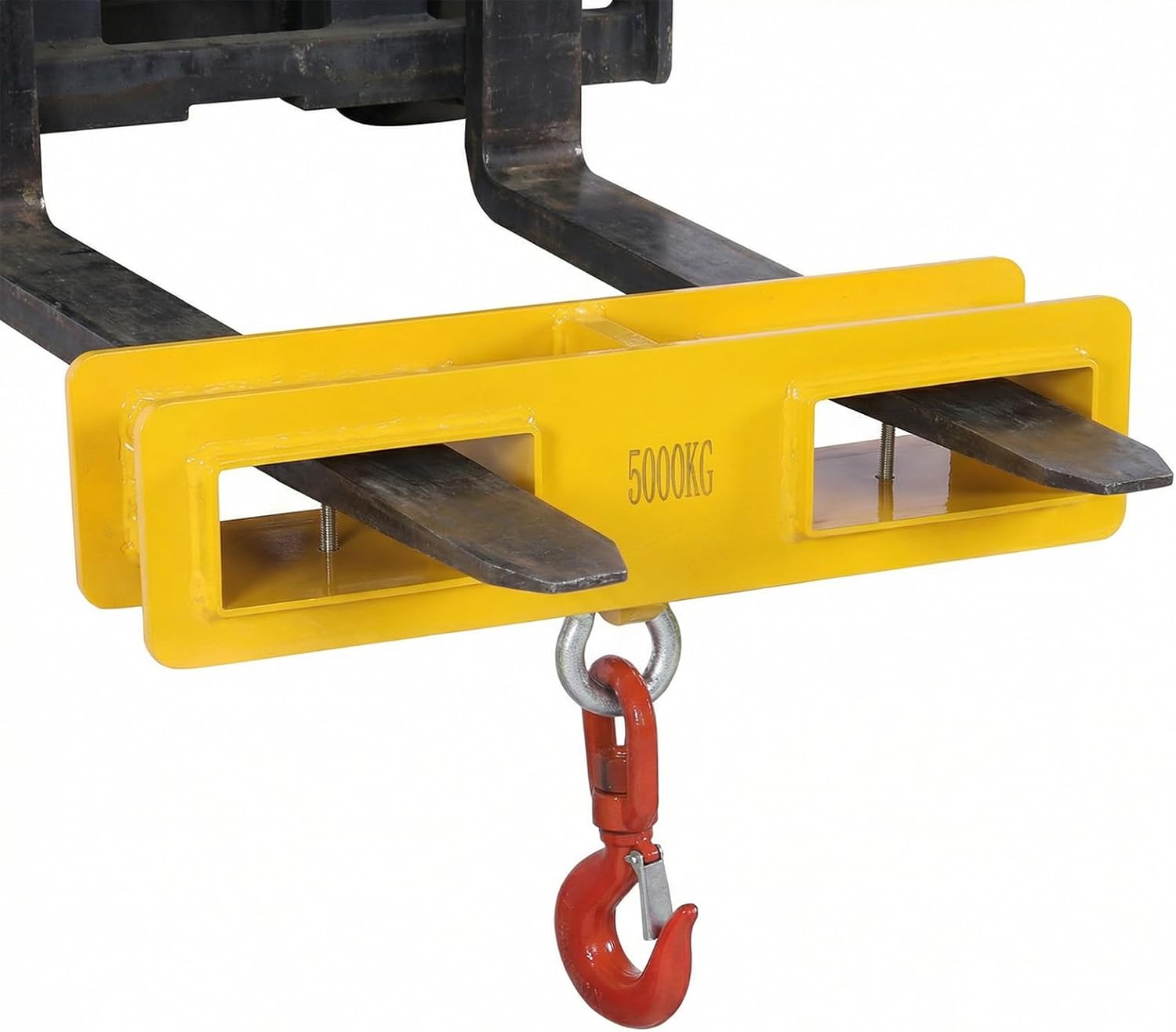Forklift Lifting Hook Dual Fork Mount Truck Hook Spreader (MAX 10 Tons) Heavy Duty Forklift Hoist with 360° Swivel Lifting Clamp for Uplifting & Towing Generators Drums Machinery