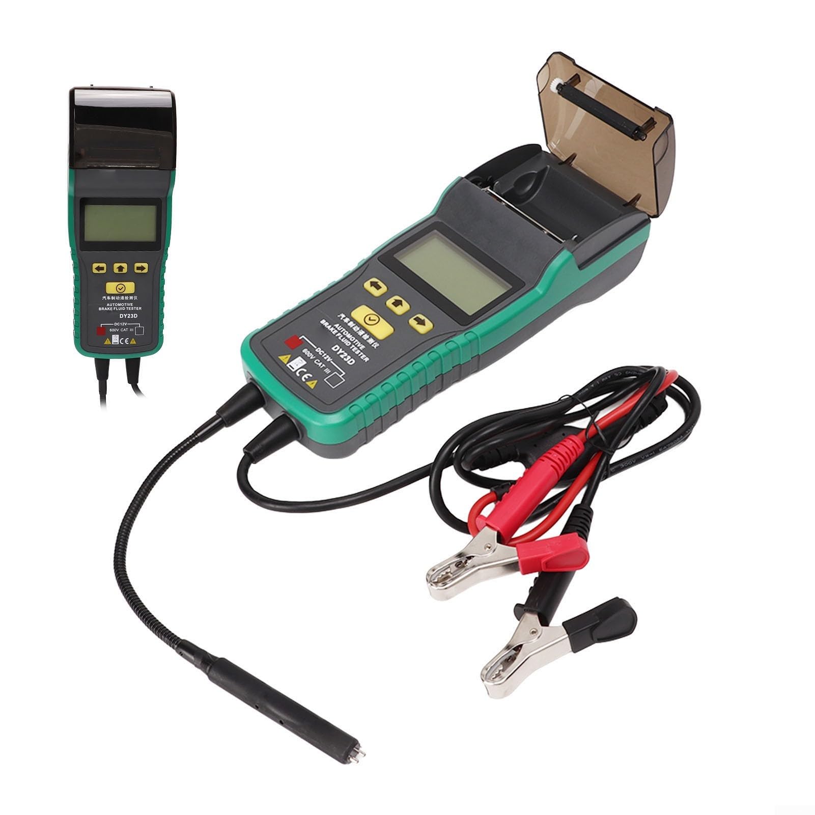 Tester liquido freni DY23D con stampante digitale | Stampante integrata, rapporto istantaneo, display digitale, compatibile con dot3-5.1, alloggiamento in ABS verde