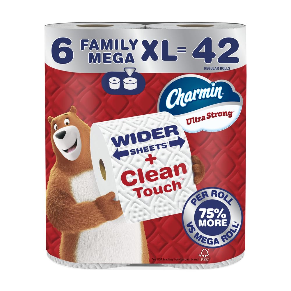 Charmin Ultra Strong Clean Touch Toilet Paper, 6 Family Mega XL Rolls = 42 Regular Rolls
