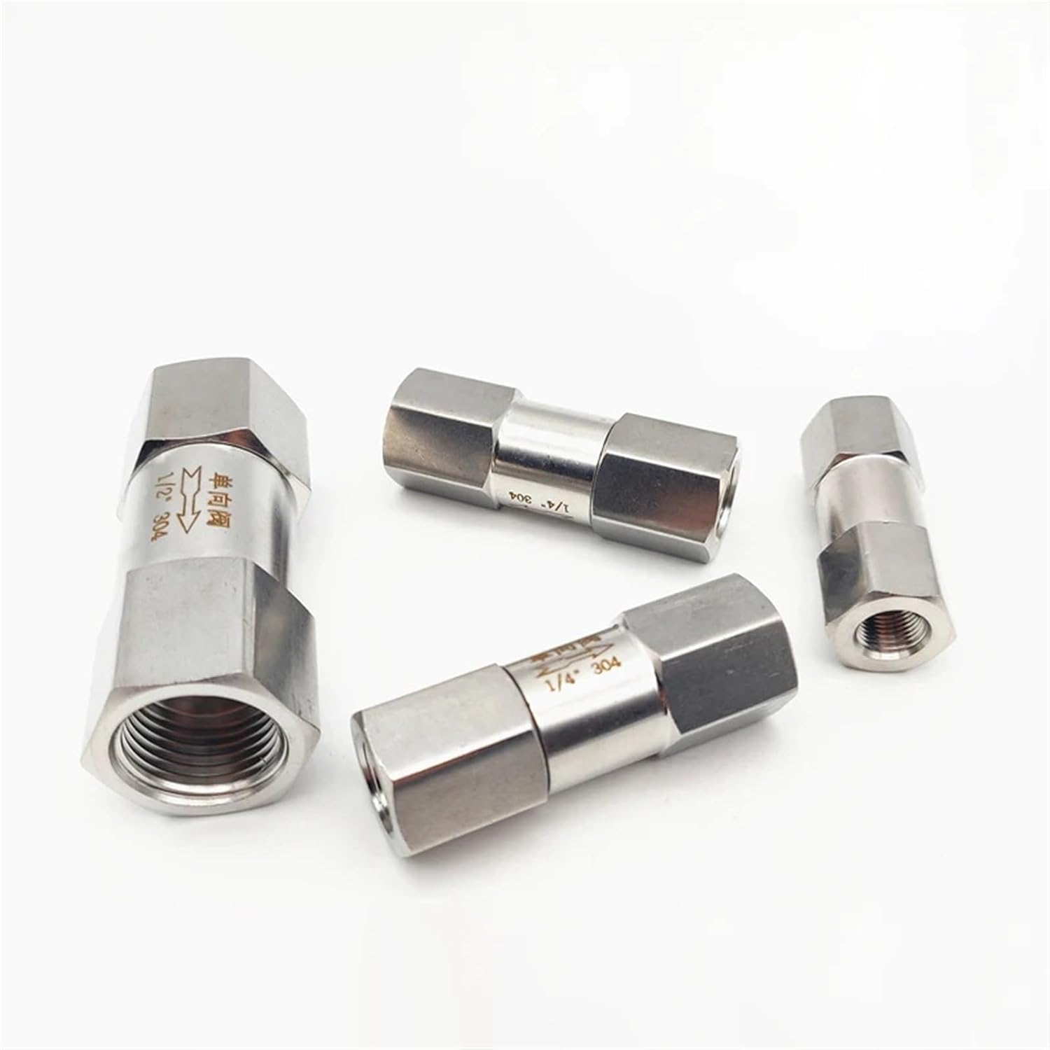 1/8" 1/4" 3/8" 1/2" 3/4" 1" 304 Stainless Steel Split One Way Valve Hexagonal Female Thread Check Val(1/8",NPT)