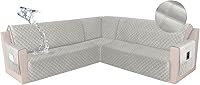 Vista 41 de HDCAXKJ Funda impermeable para sofá modular esquinero, de terciopelo en forma de L, para mascotas y perros, suave, resistente, en forma de U, juego