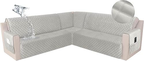 Miniatura 41 de HDCAXKJ Funda impermeable para sofá modular esquinero, de terciopelo en forma de L, para mascotas y perros, suave, resistente, en forma de U, juego