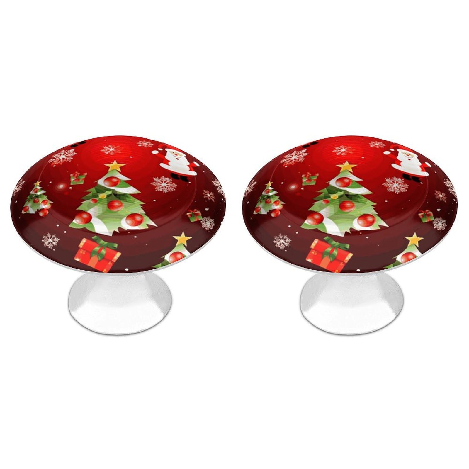 FekiLoot Merry Christmas Cabinet Knobs 2 Pack Stainless Steel Round Dresser Drawer Knobs Kitchen Drawer Hardware Dresser Knob Closet Door Pulls Cabinet Handles for Cupboard Drawer Pulls