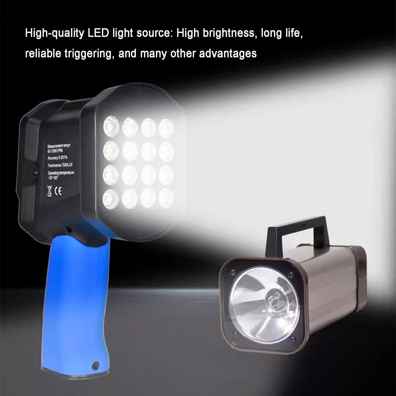 Estroboscopio digital de mano, tacómetro de alta precisión con velocímetro de flash LED, mide 60-99999 RPM para ventilador, motor de motor, neumático