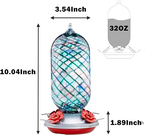 Miniatura 6 de Muse Garden Comederos de colibrí para colgar al aire libre, comedero de colibrí de vidrio soplado, regalos únicos para colibríes para mujeres,