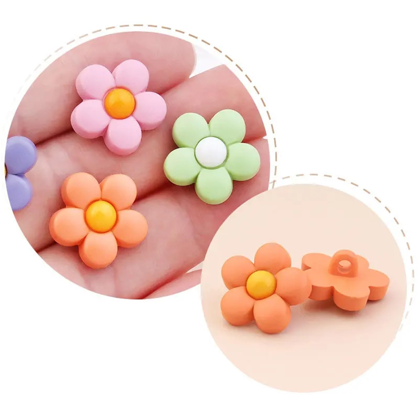 bottoni, Confezione Da 50 Bottoni In Resina Multicolor 15 E 18 Mm(Redwhite,18mm 50pcs)