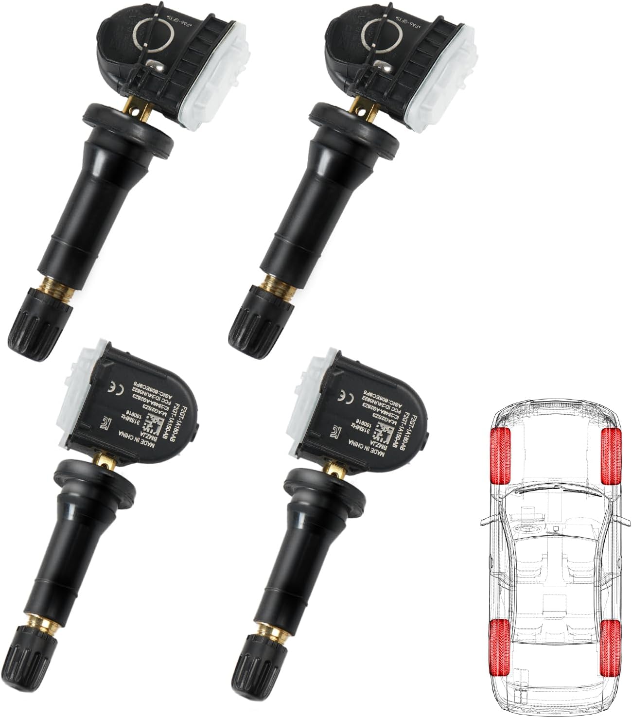 OTUAYAUTO 4PCS Tire Pressure Sensor - 315MHZ TPMS Sensor - Replacement for Ford F150 Ecosport Edge Explorer Fusion Ranger Mustang GT. Lincoln MKX Nautilus. Fit 2015-2021 Vehicles FR3Z-1A189-A