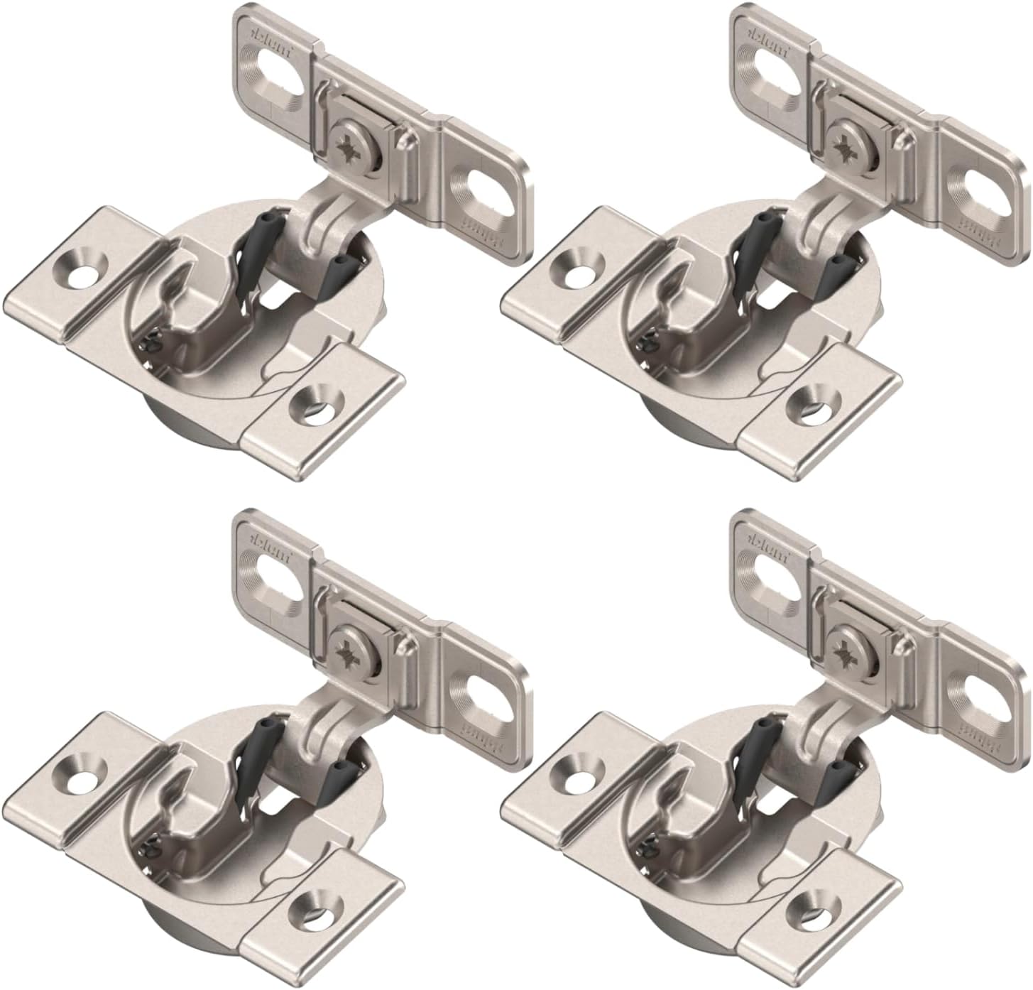 33B355AF22 Compact Face Fix Hinge 107° with Spring and Mounting Plate, incl Screws, Pack of 4