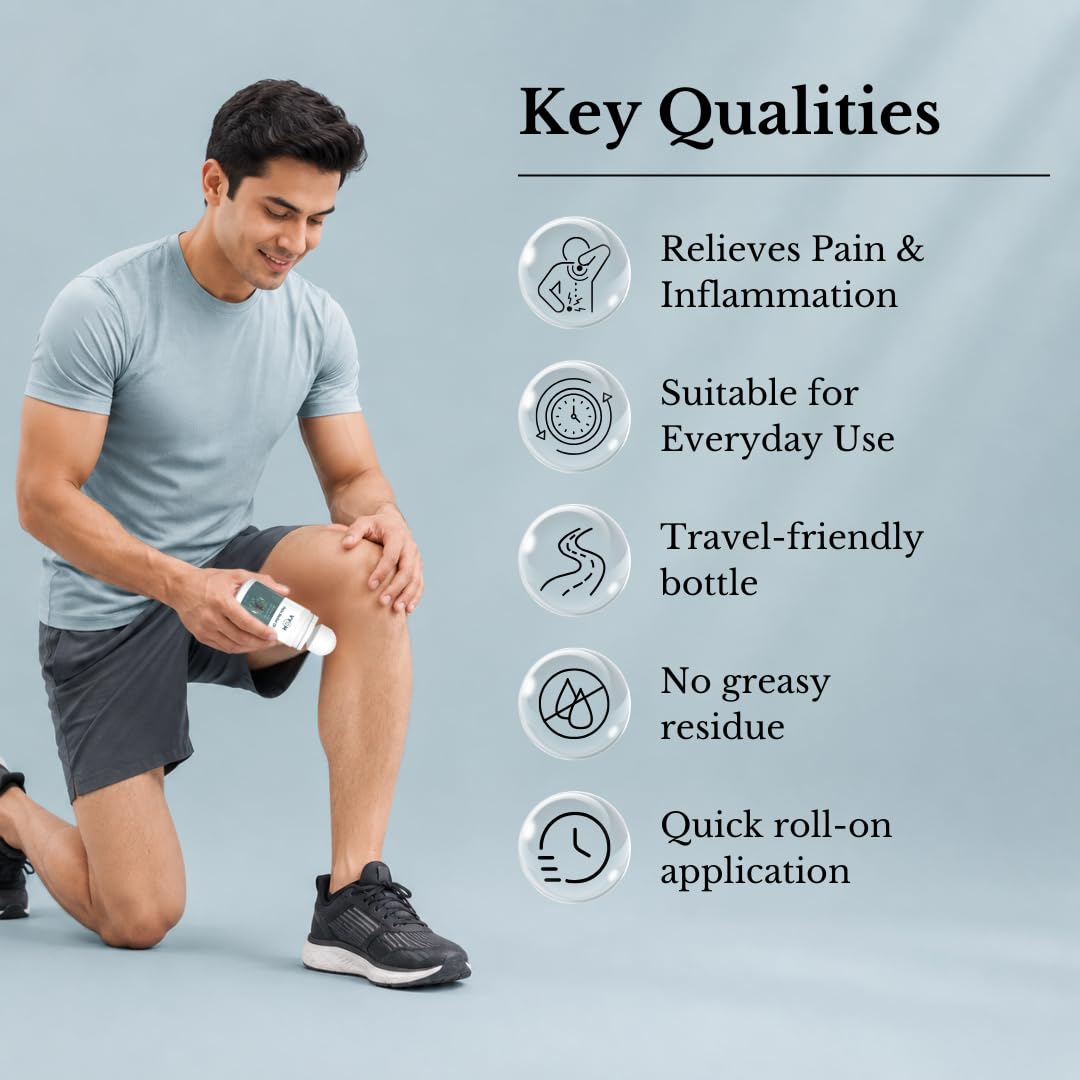 Vyom India Ayurvedic Pain Relief Roll On – Joint, Knee, Back, Muscle, Menstrual Pain, Instant Relief, Herbal Ingredients, Non-Greasy, Absorbs Easily, Multipurpose Roll On - 50 ml 3