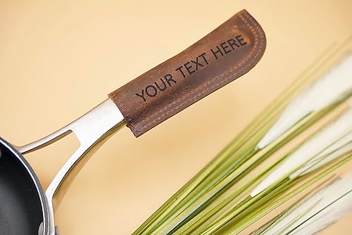 Miniatura 5 de Cubierta de mango de hierro fundido personalizada, Cubierta de mango de sartén de hierro fundido personalizada de cuero, Mangas de mango de soporte