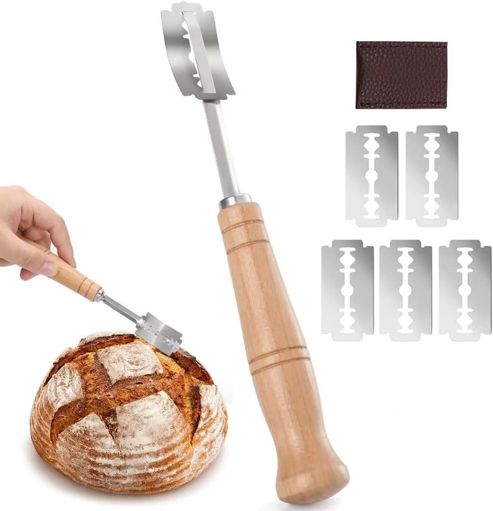 - Supvox® Bread Lame with 5 Pieces Replaceable Blades, Stainless Steel Bread Knife with Wooden Handle, Professional Baking Kitchen Bread Lame for Bread Baking, Sourdough, Country Bread