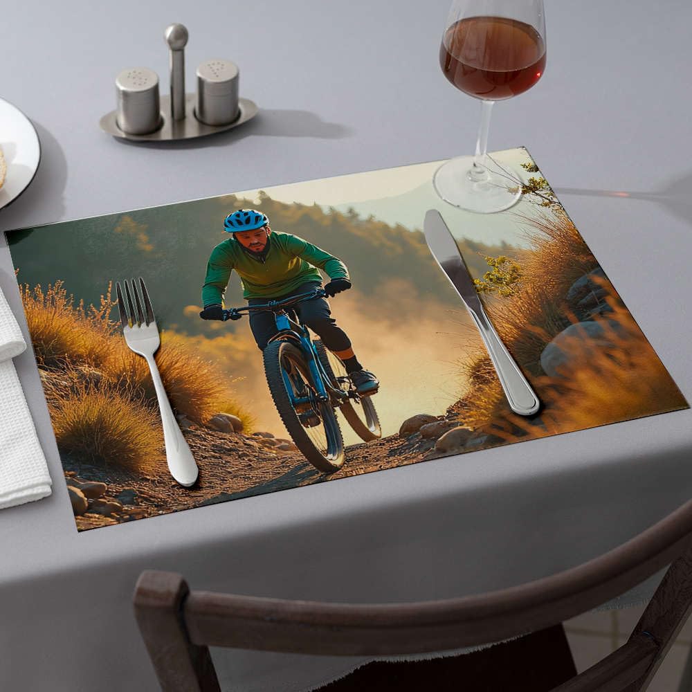 Sets de table roses en silicone antidérapant et imperméable motif vélo lot de 6