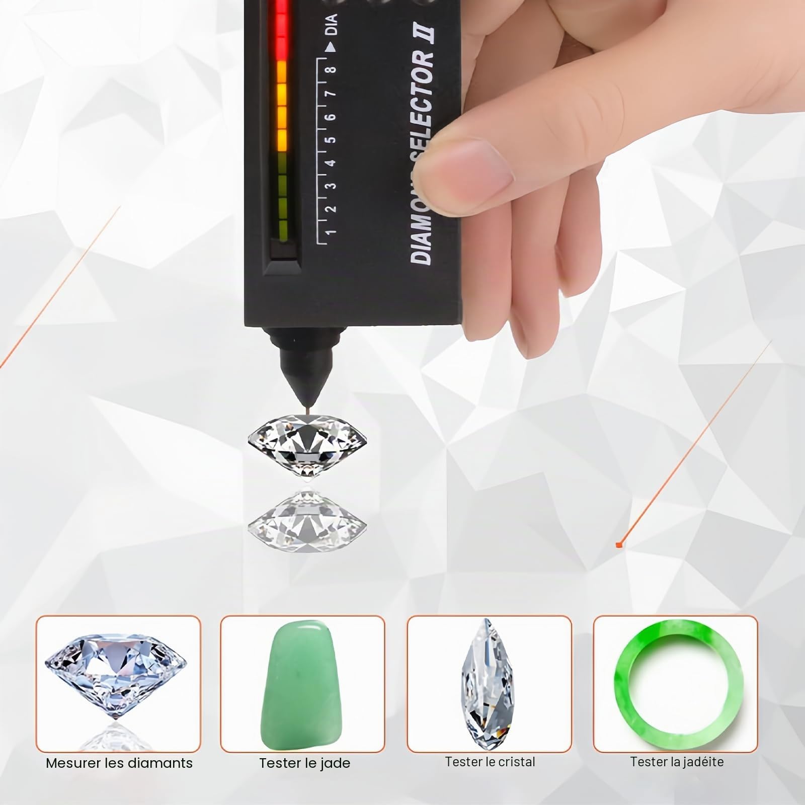 Testeur de bijoux électronique, loupe mini LED pliable 30x60 verres, professionnel haute précision, kit d'outils de test portable pour diamants, cristal