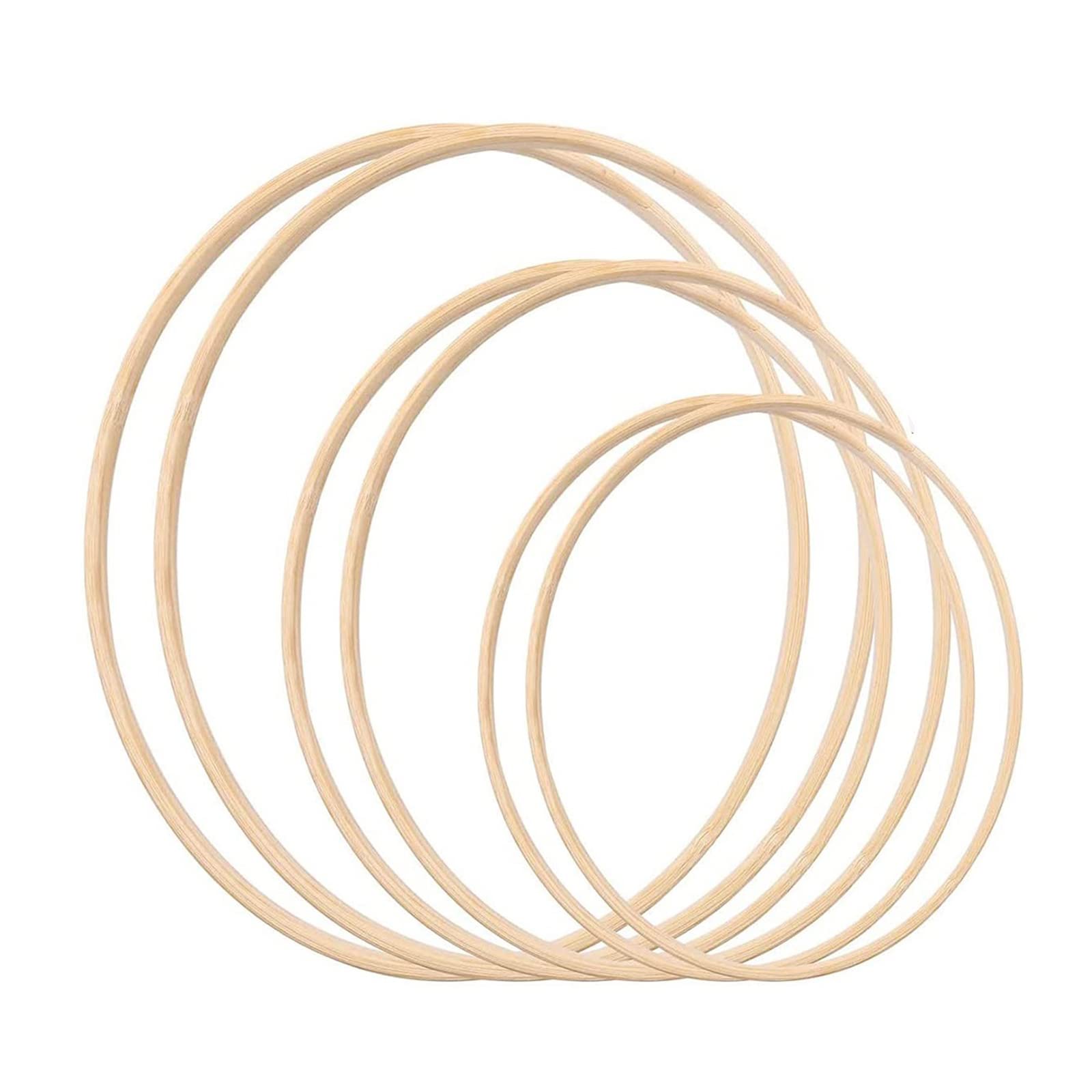 6 Anelli Floreali di Corona in Bambù, Dream Catcher Cerchio Rotondo in Legno, Macramé Fai Da Te Artigianato Strumenti 3 Dimensioni (10/12/15 cm)