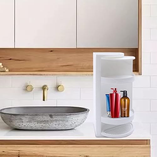 Miniatura 4 de SEANESZTI Estante de ducha de 3 capas, organizador de baño con tapa, organizador de ducha, estantes esquineros, ideal para organizador de baño,